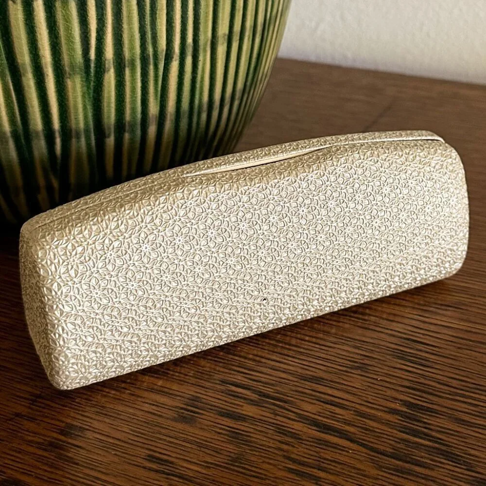 Helium Paris Ivory Gold Clamshell Eyeglass Case